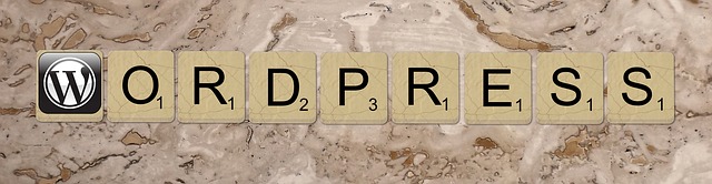 the word "Wordpress" spelled in Scrabble tiles